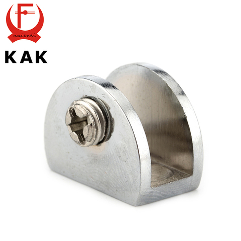 KAK Half Round Glass Clamps Plane Zinc Alloy Shelves Support Two Hole Corner Brackets Clips For 8mm Thick Furniture Hardware ► Photo 1/6