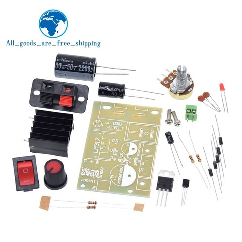 LM317 DIY Kit Step Down Power Supply Module Adjustable Voltage Regulator Switch Resettable Fuse Electrolytic Capacitor Board ► Photo 1/6