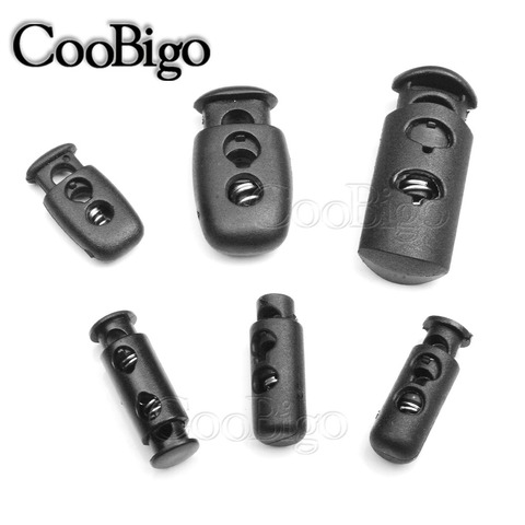 10pcs Multi Style Black Push Cord Lock Spring Clasp Plastic Stoppers Ends Toggles Clip For Apparel Bungee Elastic Rope Parts ► Photo 1/6
