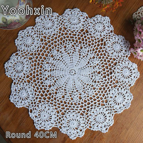 Modern Cotton Crochet Doilies Lot Round 40CM Christmas Table Placemats Drink Coasters  Cup Dish Bakeware Mat Pad For Weddings ► Photo 1/5