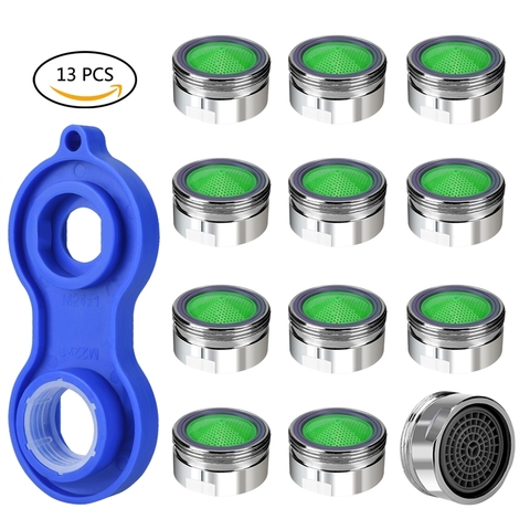 Hot 12 Pc Water Saving Aerator Copper aireador grifo 1Pc Faucet Aerator Wrench Jet Regulators Filter Spare Part for Kitchen Bath ► Photo 1/6