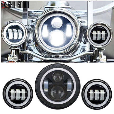 7 Inch motor LED Headlight 4.5 Inch Fog Lamps For  Motorcycle Electra Glide Softail Fat Boy Touring ► Photo 1/6