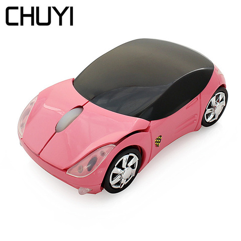 CHUYI Mini 3D Car Shape Wireless Mouse 1600DPI USB Optical Computer Mice Kids Cute Pink Car Mause For Girl Laptop PC Notebook ► Photo 1/6
