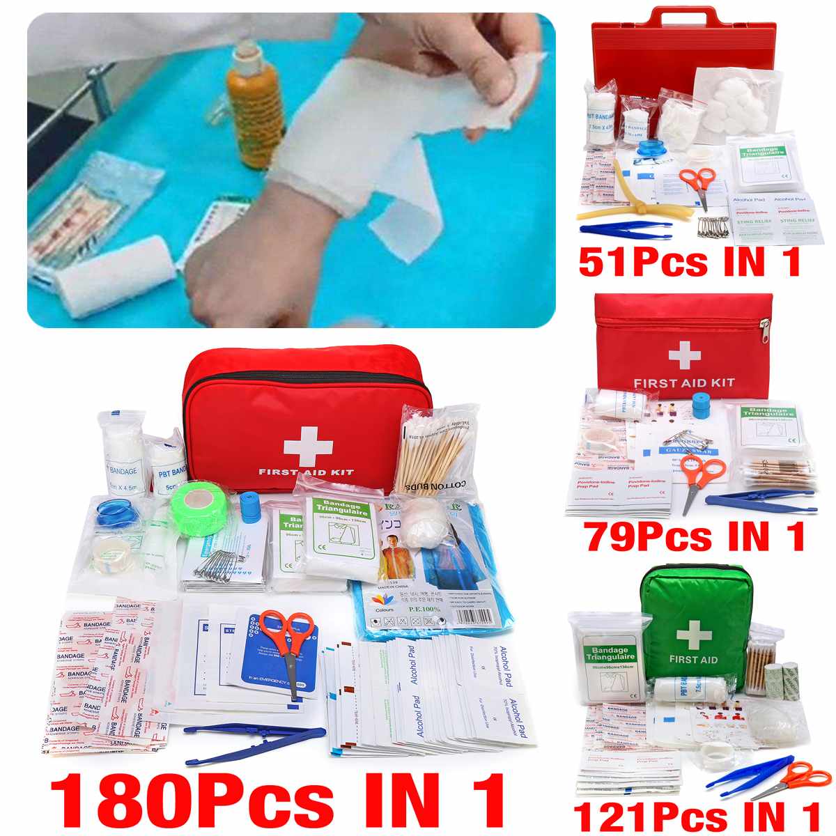 120Pcs Outdoor Wilderness Survival Travel First Aid Kit Camping