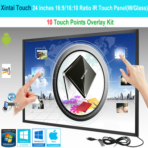 Xintai Touch 24 Inches 16:9/16:10 Ratio 10 Touch Points IR Touch Screen,Infrared Touch Panel With Glass Plug&Play ► Photo 1/6