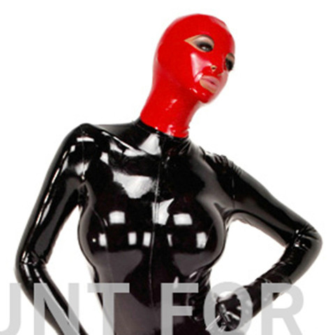 Latex mask fetish  hoods  no zipper version seamless Standard hood eyes nostrils mouth black or red color ► Photo 1/6