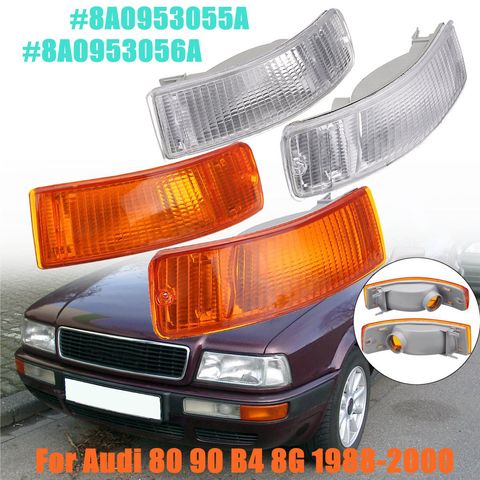 1Pair Indicator Blinker Turn Signal Lights White Amber for Audi 80 90 B4 8G 1988-2000 ► Photo 1/6