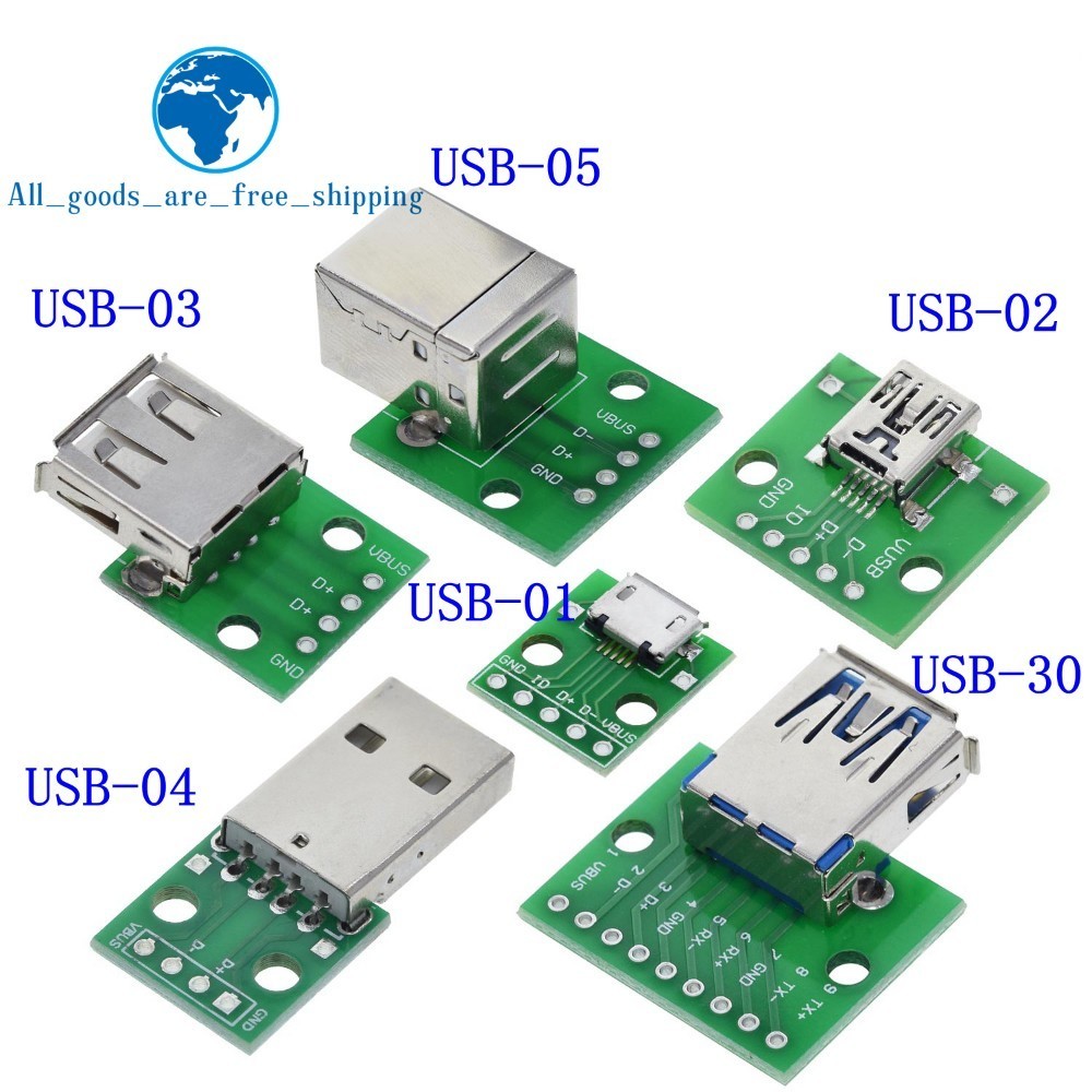 10pcs MICRO Female USB to DIP Adapter Converter for 2.54mm PCB Board DIY Power