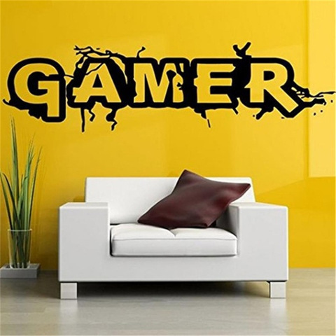 Creative Gamer crack wall sticker for kids Room Bedroom Background Decorative Painting Paper poster Removable Carved Stickers ► Photo 1/6