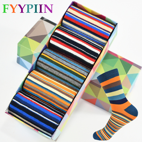 Casual Mens Socks Chromatic Stripe Five Pairs Of Socks Man With The Final Design Clothing Fashion Designer Style Cotton  No Box ► Photo 1/5