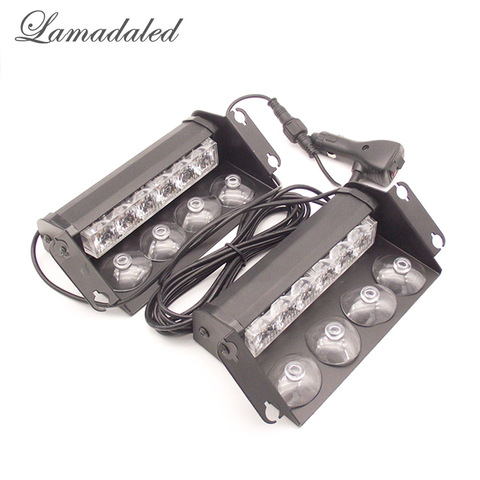 2pcs split 6led Police strobe lights for car windshield dash board shovel flash stroboscope auto led emergency lights red blue ► Photo 1/6