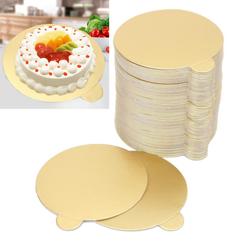Mayitr 100Pcs/set Round Mousse Cake Boards Gold Paper Displays  Cupcake Dessert Tray Wedding Birthday Pastry Decor New ► Photo 1/3