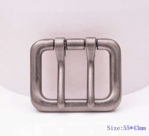 55*43MM  Me Silver Double Tongue Pin Prong DIY Metal Belt Buckle Fits 40MM Straps ► Photo 1/6