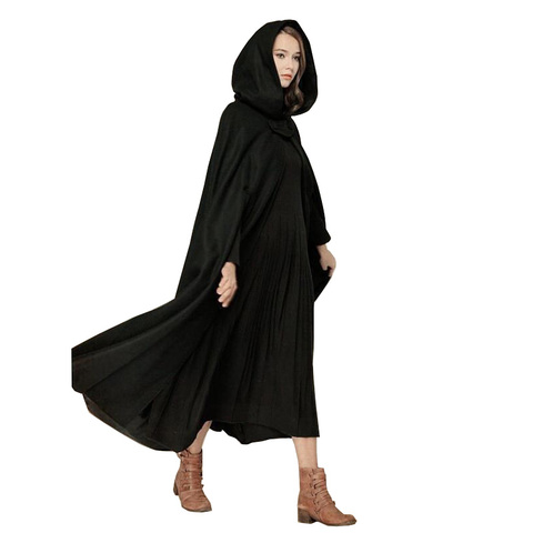2022 Spring Autumn Cloak Hooded Coat Women Vintage Gothic Cape Poncho Medieval Victorian Long Open Stitch Thin Jackets Plus Size ► Photo 1/6