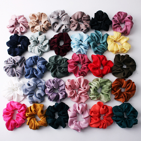 1PC Silky Satin Hair Scrunchies Women Elastic Hair Bands Bright Color Ponytail Holder Hair Accessories Solid Rope Ties Headwear ► Photo 1/6