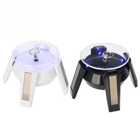 360° Rotating Solar Powered Jewelry Display Stand Organizer Turntable with LED Light Watch Phone Ring Necklace Bracelet Showcase ► Photo 1/6