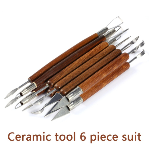6pcs Wax Wood Carving Pottery Sculpture Tool Clay Sculpting Set Hand Cutter Knife Polymer Shapers Modeling Handle Smoothing Tool ► Photo 1/6