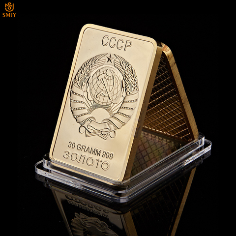 Russia USSR National Emblem CCCP 30 Gramm 999 Gold Plated Bullion Bar Mexico Map Souvenir Metal Medallion Coin Collection ► Photo 1/6