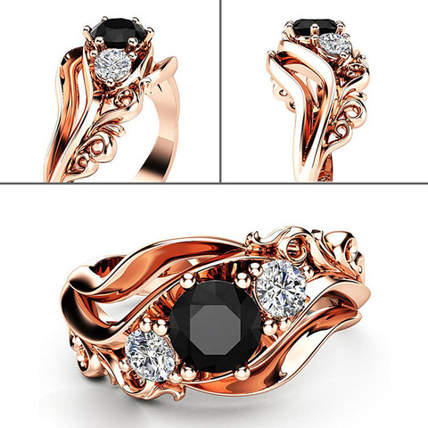 Huitan Luxury Rose Gold Color Flower Ring Zircon Inlaid Accessories Female Engagement Wedding Jewelry Ring For  Dropshipping ► Photo 1/6