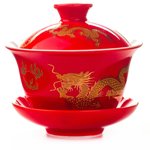 Hand Painted Red Dragon Gaiwan Tea Set Teaware,kung Fu Teacup Hand-painted Tea Bowl Tea Set Gai Wan Bowl Porcelain Cup ► Photo 1/6