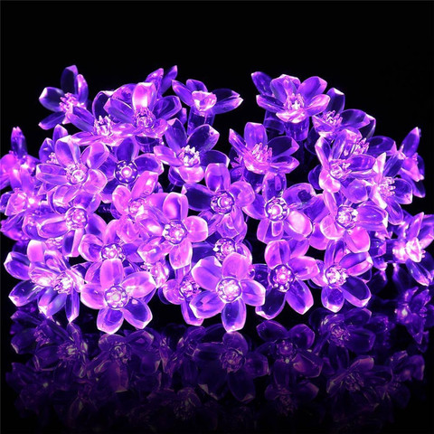 Cherry Blossom Flower Garland Battery Powered LED String Fairy Lights Crystal Flowers For Indoor Wedding Christmas Decors Purple ► Photo 1/6