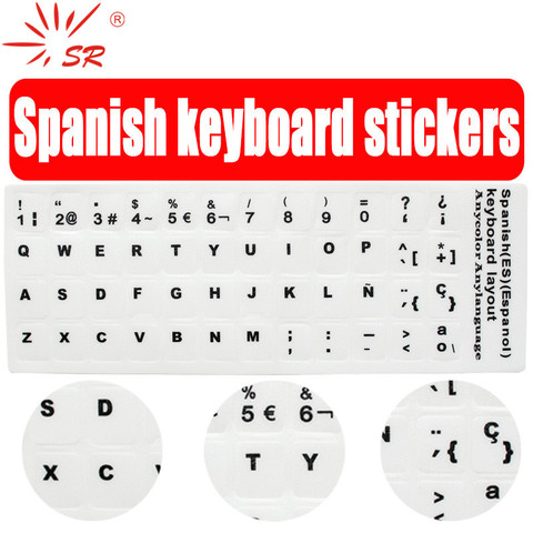 SR Standard Spanish Language 7 Types Keyboard Stickers Layout Button Letters Alphabet for PC Laptop Accessories Computer ► Photo 1/5