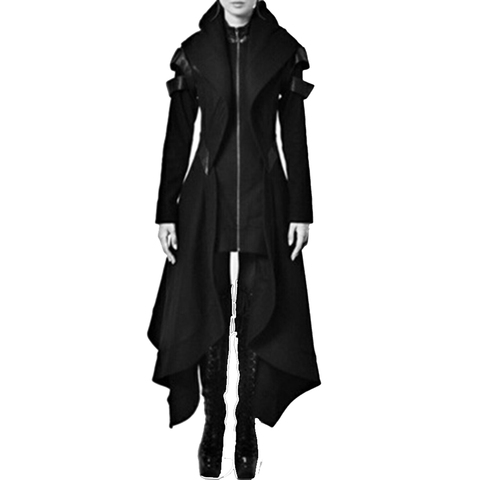 2022 Autumn Gothic trench Vintage Fashion  Women Overcoats Slim Plain Belt Girls Winter Warm black Female  Gothic Coats ► Photo 1/1