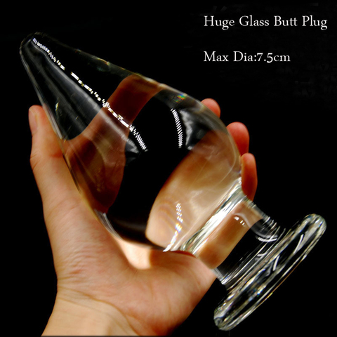 Buy Online Size 16cm 7 5cm Super Big Anal Plug Large Transparent Crystal Glass Butt Plug Anal Dildo Huge Anal Sex Toys For Woman Alitools