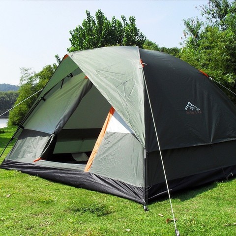 3-4 Person Windbreak Camping Tent Dual Layer Waterproof Anti UV Tourist Tents Portable Outdoor Fishing Hiking Tent 200x200x130cm ► Photo 1/5