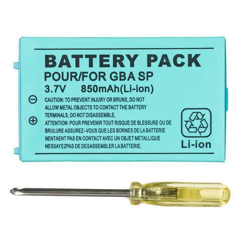 OSTENT 850mAh Rechargeable Lithium-ion Battery + Tool Pack Kit for Nintendo Gameboy Advance GBA SP ► Photo 1/2
