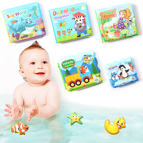 Water Bath Toy Bath Book Swimming Bathroom Toy Baby Toys Early Educational Toy With BB Shistle Learning Animal Digital Bath Book ► Photo 1/6