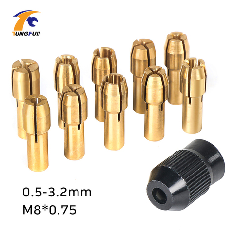Tungfull Mini Drill Brass Collet Chuck for Dremel Rotary Tool 0.5-3.2mm Brass and nut for dremel accessories ► Photo 1/6