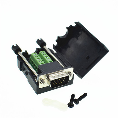 15 pin DB15 Male Adapter Connector D-SUB VGA Terminal with Plastic Cover 3+6 Data Cable ► Photo 1/6