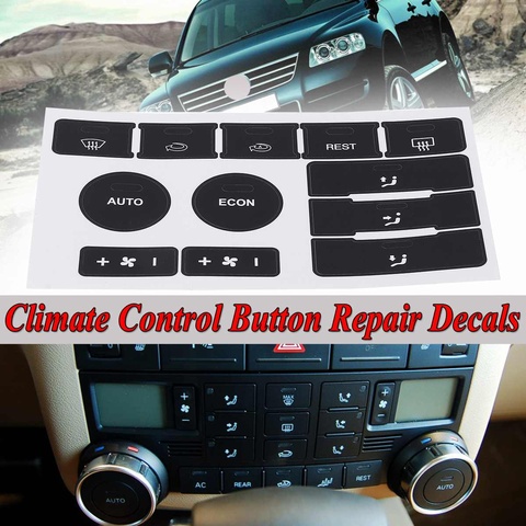 Matte Black Car Air Condition Climate Control Button Repair Decals For VW For Volkswagen Touareg 2004-2009 Fix Ugly Worn Button ► Photo 1/6