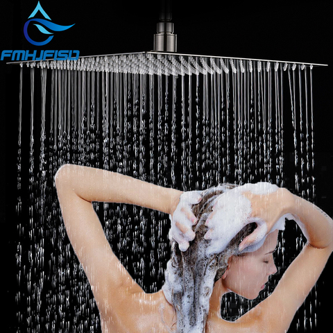 Multiple Sizes Options SUS304 Square Shower Head Chrome Ultrathin Rainfall Shower Head Ceiling Wall Top Over Sprayer ► Photo 1/6