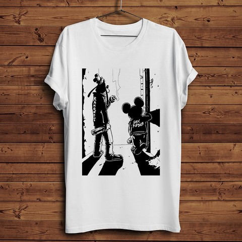 Depraved drunkard goofy and mouse funny t shirt men 2022 summer new white casual homme cool anime tshirt ► Photo 1/2