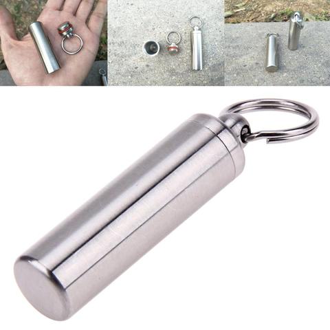 1pc Waterproof Pill Box Case Mini Pills Box Container Stainless Steel/Aluminum Alloy Medicine Bottle Keychain For Outside ► Photo 1/6