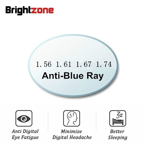 A Pair Anti-Blue Ray Light Aspheric Lens CR-39 Prescription Myopia Presbyopia Clear Lens Anti-Radiation 1.56 & 1.61 & 1.67 Index ► Photo 1/6