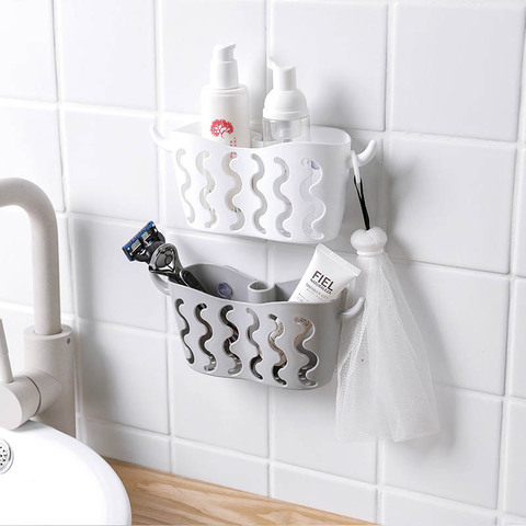 1 Pcs Plastic Storage Hanging Basket Kitchen Sink Organizer Multifunctional Scrubbers Holder Sponges Soaps Sucker Drain Rack ► Photo 1/6