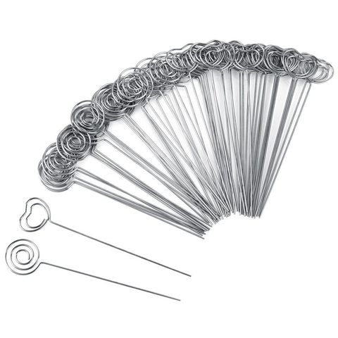 60 Pieces Metal Wires Memo Clip Note Card Holders Table Number Clip Photo Stand for Wedding Party Cake Decor, Round and Heart ► Photo 1/6