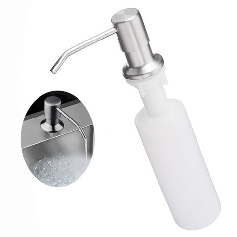 300ML Kitchen Sink Soap Dispenser Brushed Stainless Steel Soap Bottle Bathroom Manually Press Soap Bottle Kitchen Accessories ► Photo 1/6