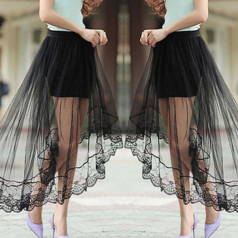 Women Lace Half Slips Skirt Knee Length A Line Underskirt Extender Black /White ► Photo 1/1