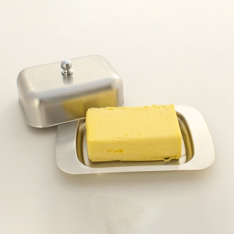 Stainless Steel Butter Dish Box Container Elegant Cheese Server Storage Keeper Tray With Easy To Hold Lid ► Photo 1/1