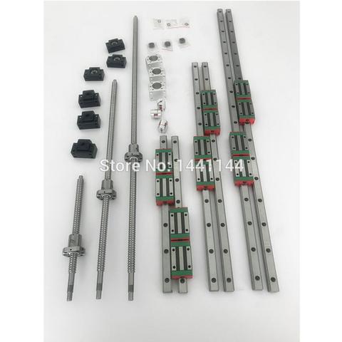 6 sets HGR20 - 500/1500/2500mm linear guide rail + SFU1605 ballscrew +SFU2005+BK/BF12+BK/BF15+Coupling+Nut housing for cnc parts ► Photo 1/6