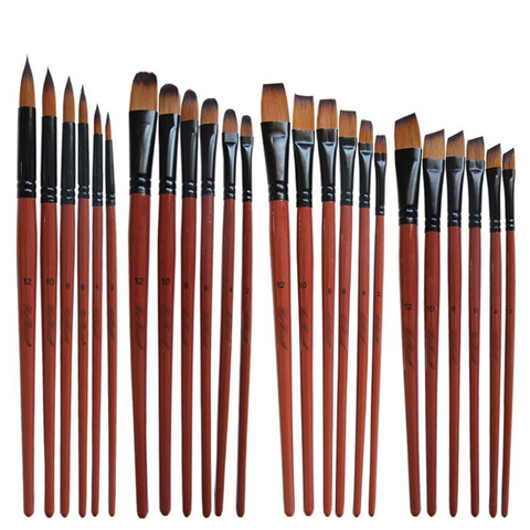 6 Pcs Artist Paint Brushes Set Brown Nylon Hair Acrylic Oil Watercolour By Number Pen Brushes Art Model Paint ► Photo 1/6