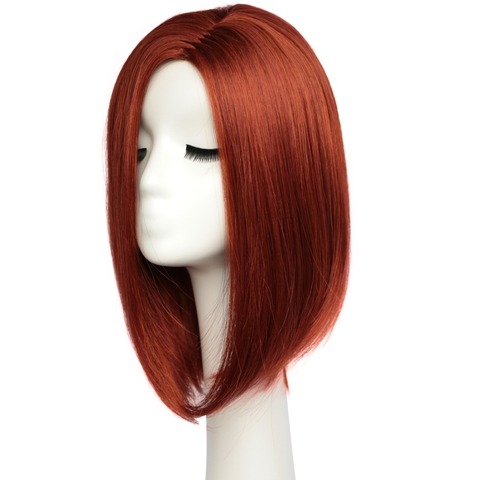 BESTUNG Short Auburn Red Bob Wigs Straight Synthetic Hair Wigs for Women Shoulder Length Full Wig Natural Looking with Wig Cap ► Photo 1/6