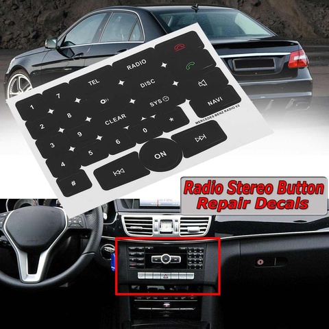 1x Black Car Media Radio Stereo Button Repair Decals Stickers Repair Car Stickers Fix Ugly Button For Mercedes For Benz Radio V2 ► Photo 1/6