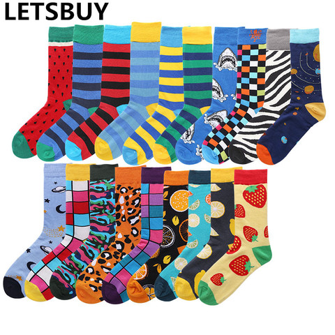 LETSBUY mens novelty business dress socks colorful funny crew socks cartoon Leopard geometric animal socks for men women wear ► Photo 1/6