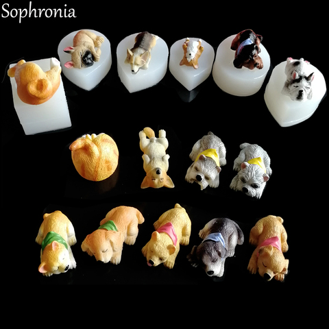 New 15 Types Dogs Silicone Mould Bulldog Corgi Cake Decorating Tools Sugarcraft Gumpaste Chocolate Fondant Mold C339 ► Photo 1/5
