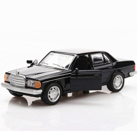 1/36 Boxed Simulation Car Model Toys E-class W123 Black Classical Car Retro Autos Pull Back Function Model 2 Doors Opened ► Photo 1/6